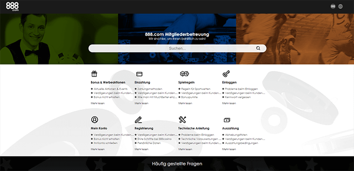 888Casino Hilfecenter Screenshot