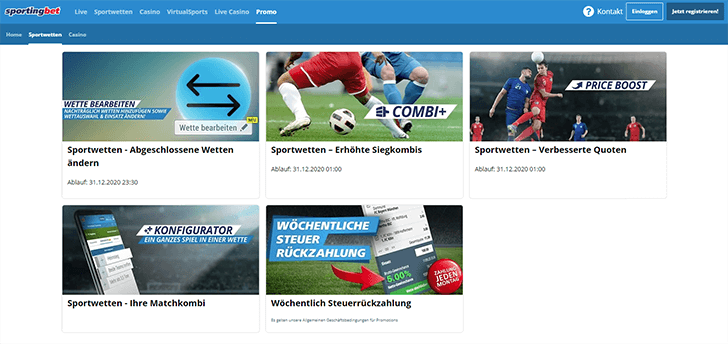 Sportingbet Sonderaktionen Screenshot