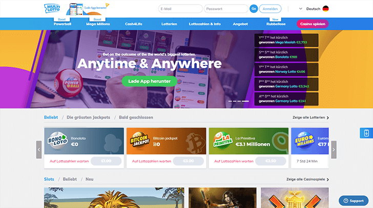 Multilotto Webseite Screenshot