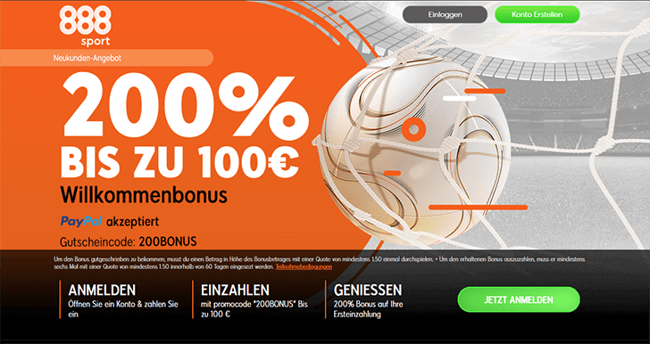 888Sport Willkommensbonus Screenshot neu