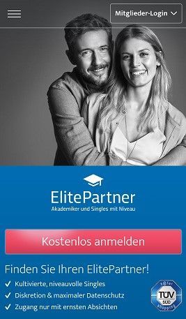 Mobile Webseite von ElitePartner