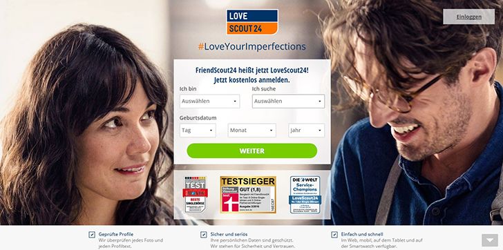 Plattform von Lovescout24 Screenshot
