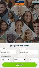 Die mobile Webseite von Lovescout24