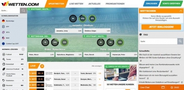 Plattform von Wettencom Screenshot