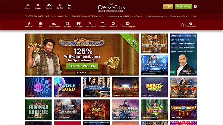 Casino Club Webseite Screenshot