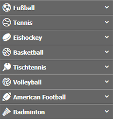 Sportarten bei Interwetten Screenshot