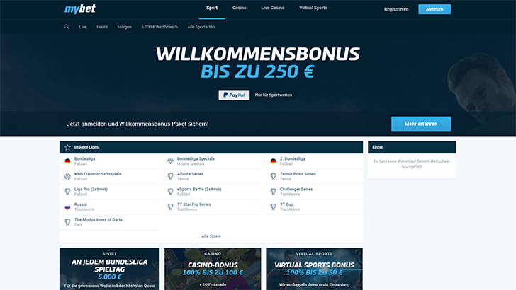 Mybet Webseite Screenshot