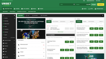 Unibet Webseite Screenshot