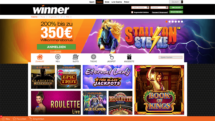 Winner Casino Webseite Screenshot