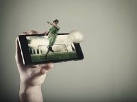 Ein Fußballer dargestellt auf einem Smartphone