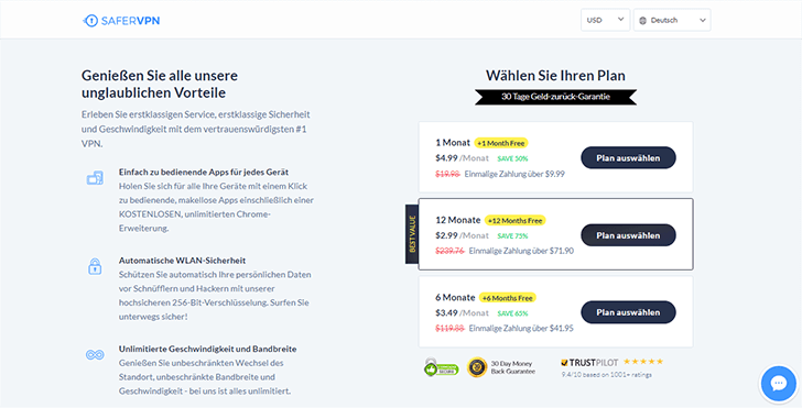Die SaferVPN Preise