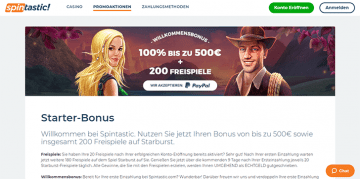 Bild des Spintastic Starter Bonus