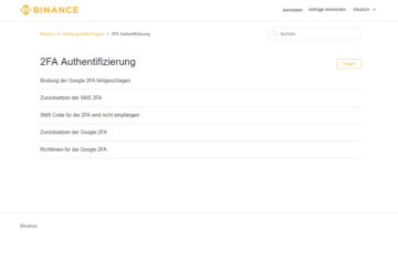 Ein Bild der 2 FA Authentifizierung bei Binance