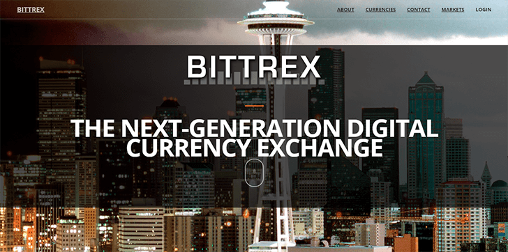 Die Webseite des Anbieters Bittrex
