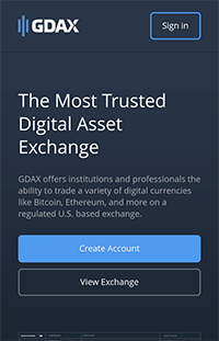Mobile GDAX Webseite