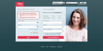 Silbersingles Anmeldeformular Screenshot