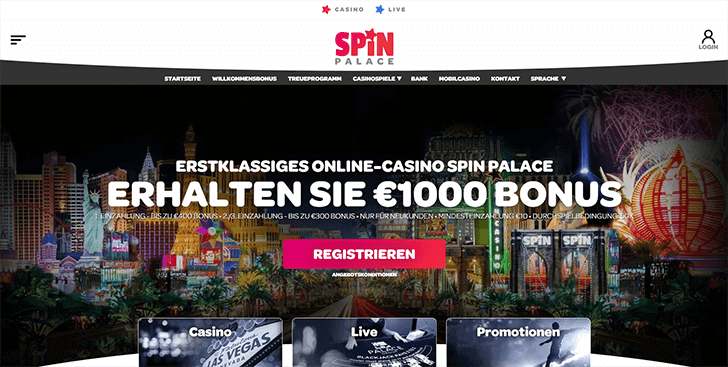 Spin Palace Casino Webseite