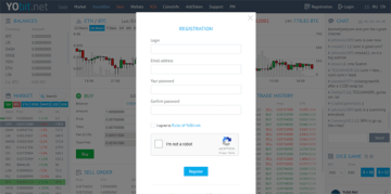 Yobit Exchange Anmeldeformular Screenshot