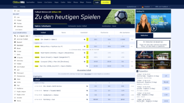 William Hill Sport Plattform Screenshot