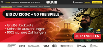 Bild zeigt die Goliath Casino Plattform