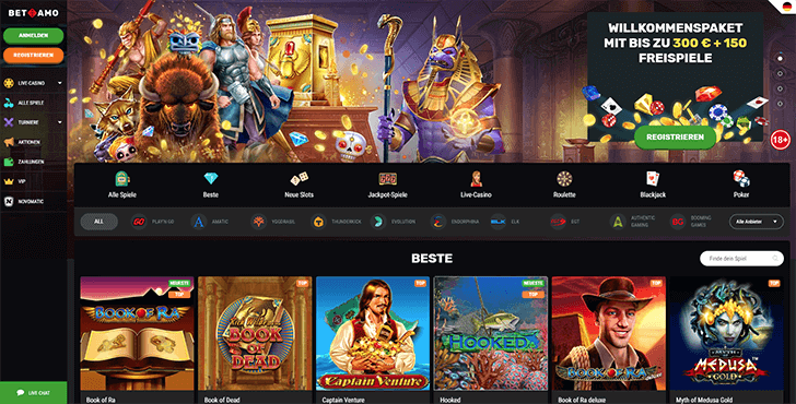 Betamo Casino Plattform Screenshot neu