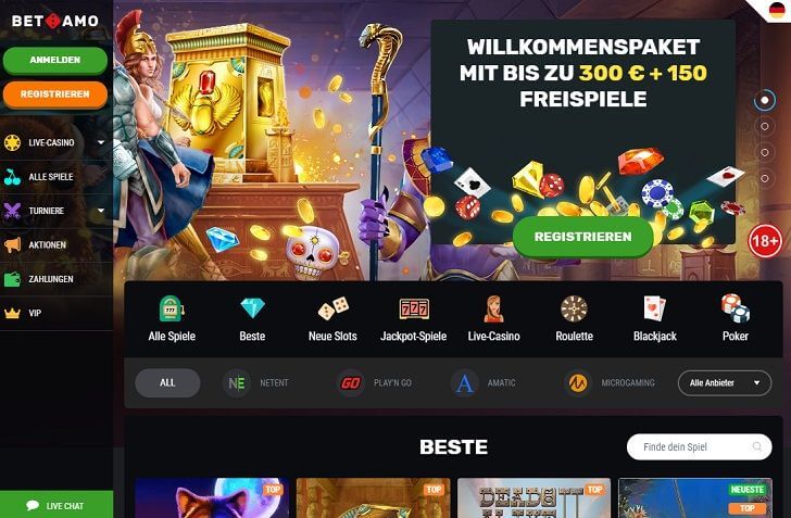 Betamo Casino Bonusangebot Screenshot neu
