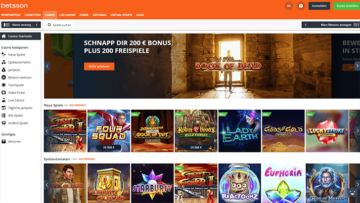 Betsson Casino Plattform Screenshot