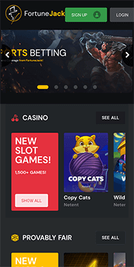 Mobile Fortunejack Casino Webseite