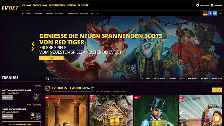 LV Bet Casino Webseite Screenshot