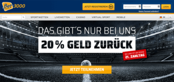 Bet3000 Cashback Angebot