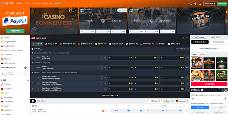 Betano Plattform Screenshot