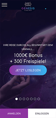 Screenshot Genesis Casino mobile Webseite