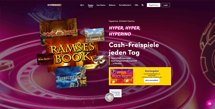 Die Hyperino Casino Website