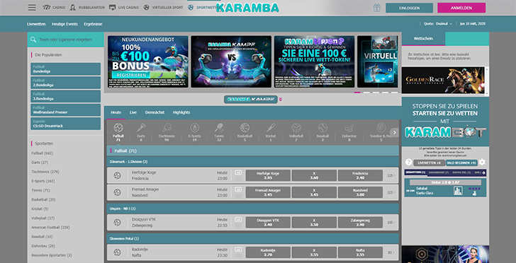 Karamba Sport Plattform Screenshot