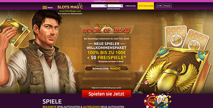 Die Slotsmagic Casino Webseite
