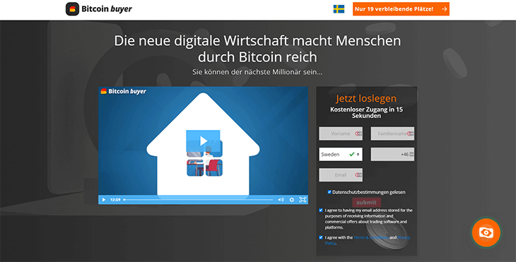 Mainpage Screenshot Bitcoin Buyer SE