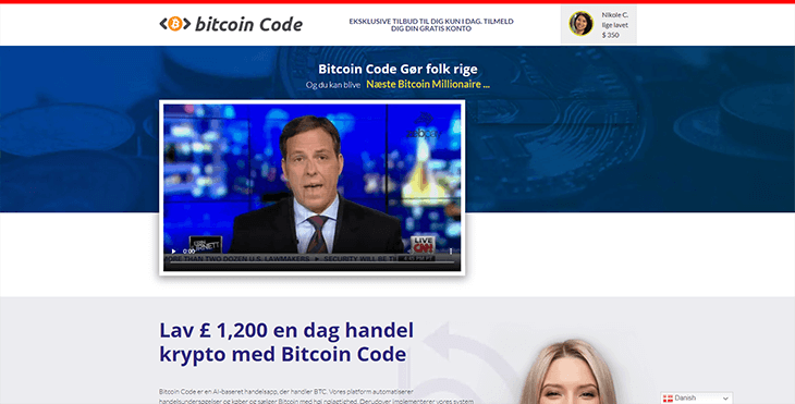 Mainpage Screenshot Bitcoin Code DK
