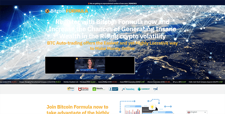 Mainpage Screenshot Bitcoin Formula