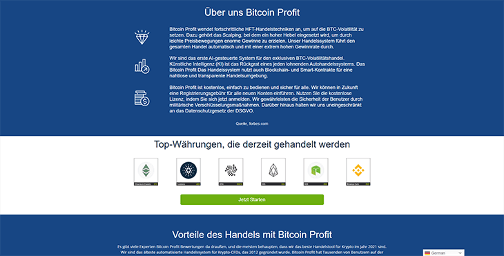 Mainpage Screenshot Bitcoin Profit DE_2