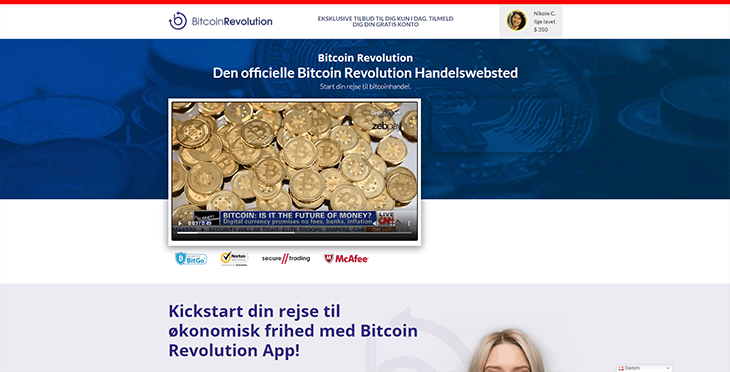 Mainpage Screenshot Bitcoin Revolution DK