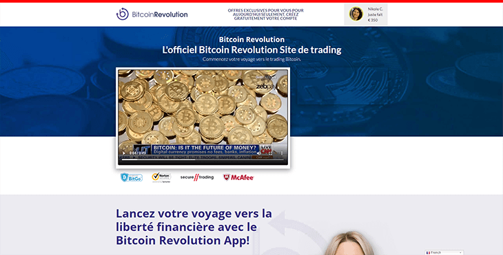 Mainpage Screenshot Bitcoin Revolution FR