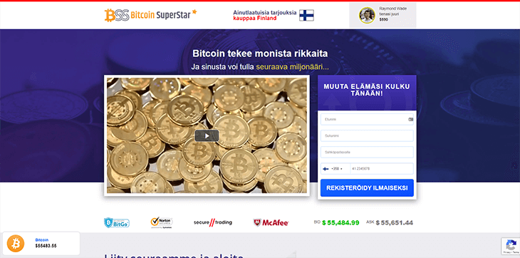 Mainpage Screenshot Bitcoin Superstar FI