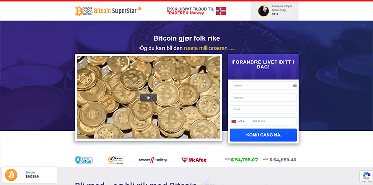 Mainpage Screenshot Bitcoin Superstar NO