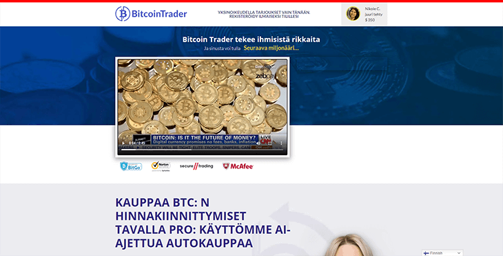 Mainpage Screenshot Bitcoin Trader FI