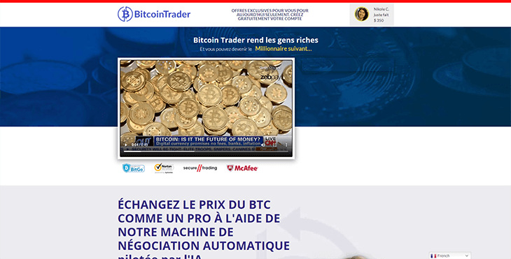 Mainpage Screenshot Bitcoin Trader FR
