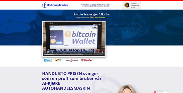 Mainpage Screenshot Bitcoin Trader NO
