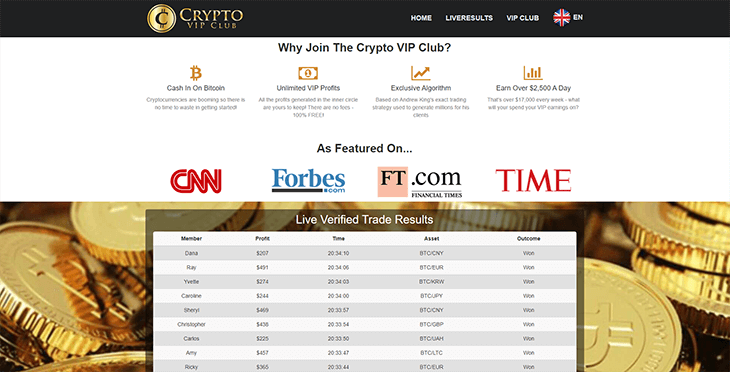 Mainpage Screenshot Crypto VIP Club_2