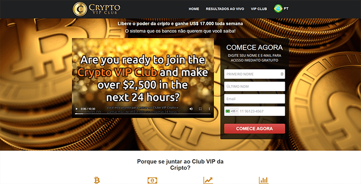 Mainpage Screenshot Crypto VIP Club BR