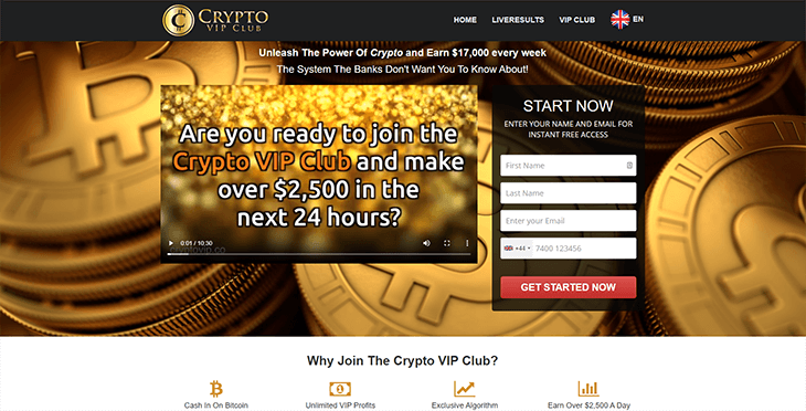 Mainpage Screenshot Crypto VIP Club