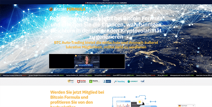 Mainpage Screenshot Bitcoin Formula DE